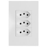 Conjunto Tomada Triplo 20a 4x2 - RECTA BRANCO SATIN FOSCO